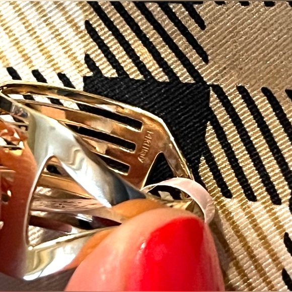 MIA FIORE Made In Italy 14kt Gold Multi Row Polished Diamond Cut Ring Size 8 NEW - Picture 9 of 13